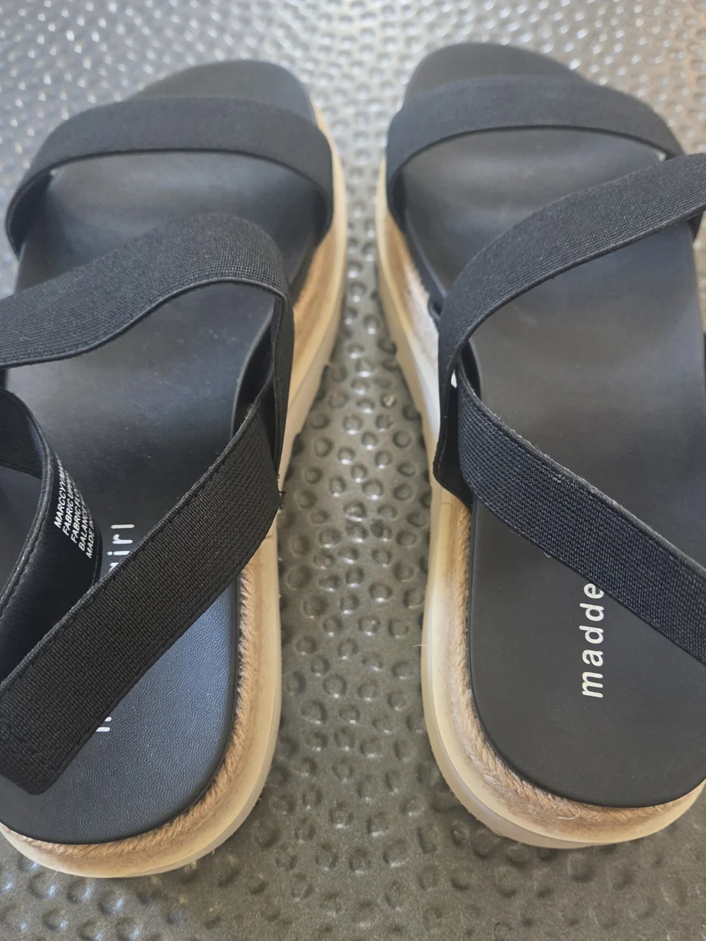 NWOT Madden Girl Black Elastic Strap Platform Sandals